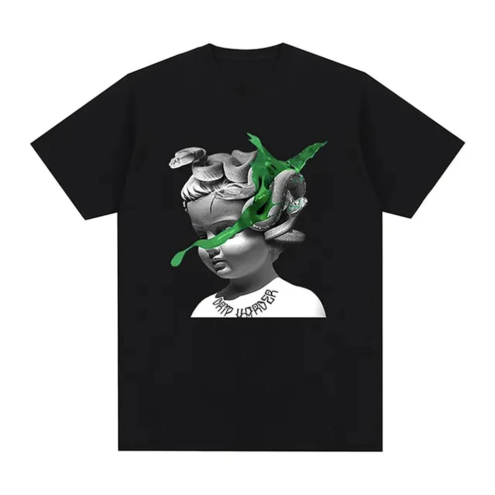 Camiseta de rapero para hombre y mujer camiseta de algodón por goteo informal a la moda novedad de verano streetwear