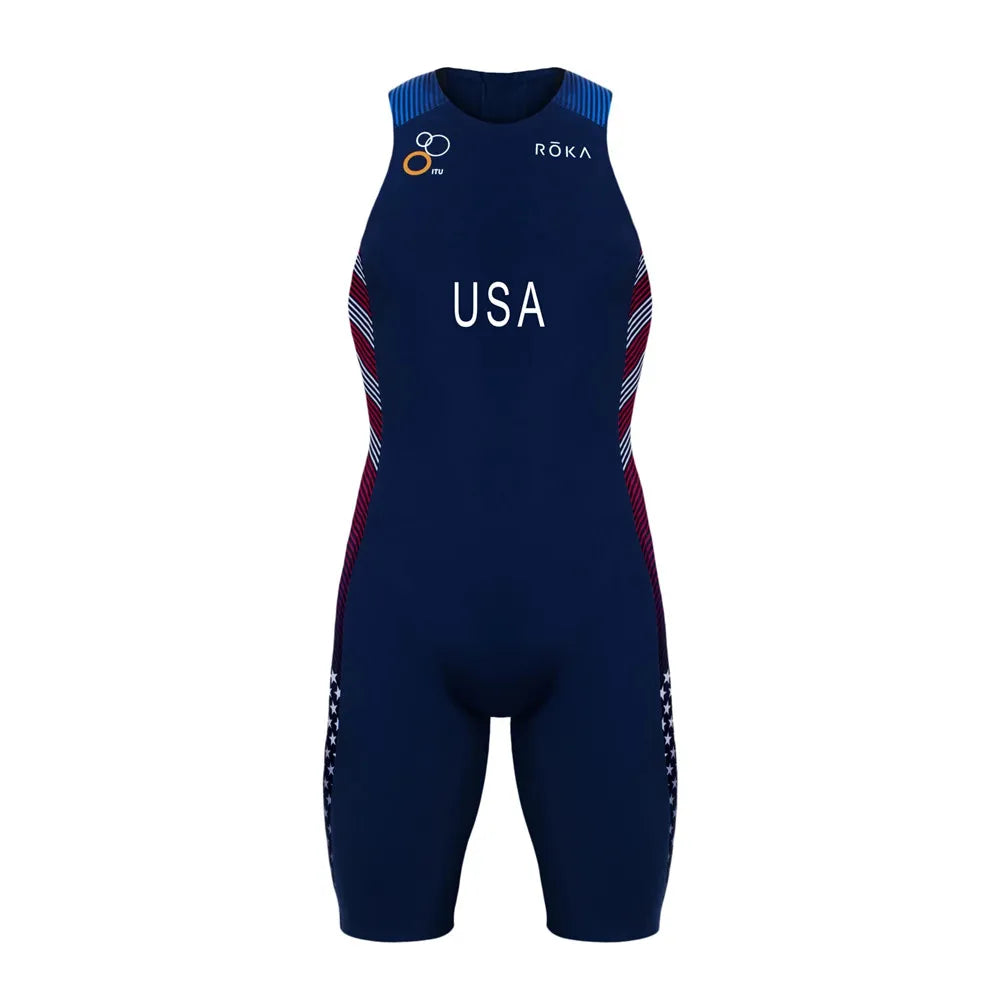ROKA Triathlon Suit Men Short Sleeve Cycling Jersey Jumpsuit Triathlon Speedsuit Trisuit Ciclismo Hombre Ropa Running Clothing