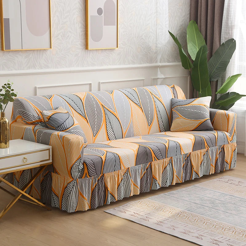 1/2/3/4 Seater Printed Sofa Skirt Cover Elastic Armchair Couch Covers for Living Room Furniture Protector