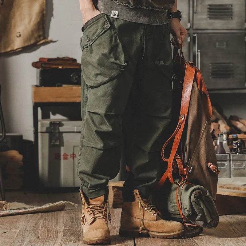 Retro American Men's Wear Resistant Tapered Loose Work Pants Casual Spring Autumn Youthful kets Long Pants Polyester Fiber