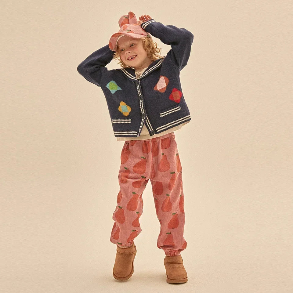 Winter Clothes Girl Tops And Skirts Suit Children Cherries Clothes Set Fashion Kid Pants Cotton Jacket Children Fashion Clothes