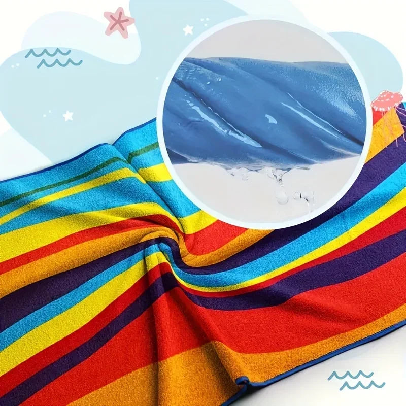 Microfiber Quick-Dry Beach Towel for Swimming Gym Yoga Ultralight Portable Sports Towel with Pocket Super Absorbent Beach Towel
