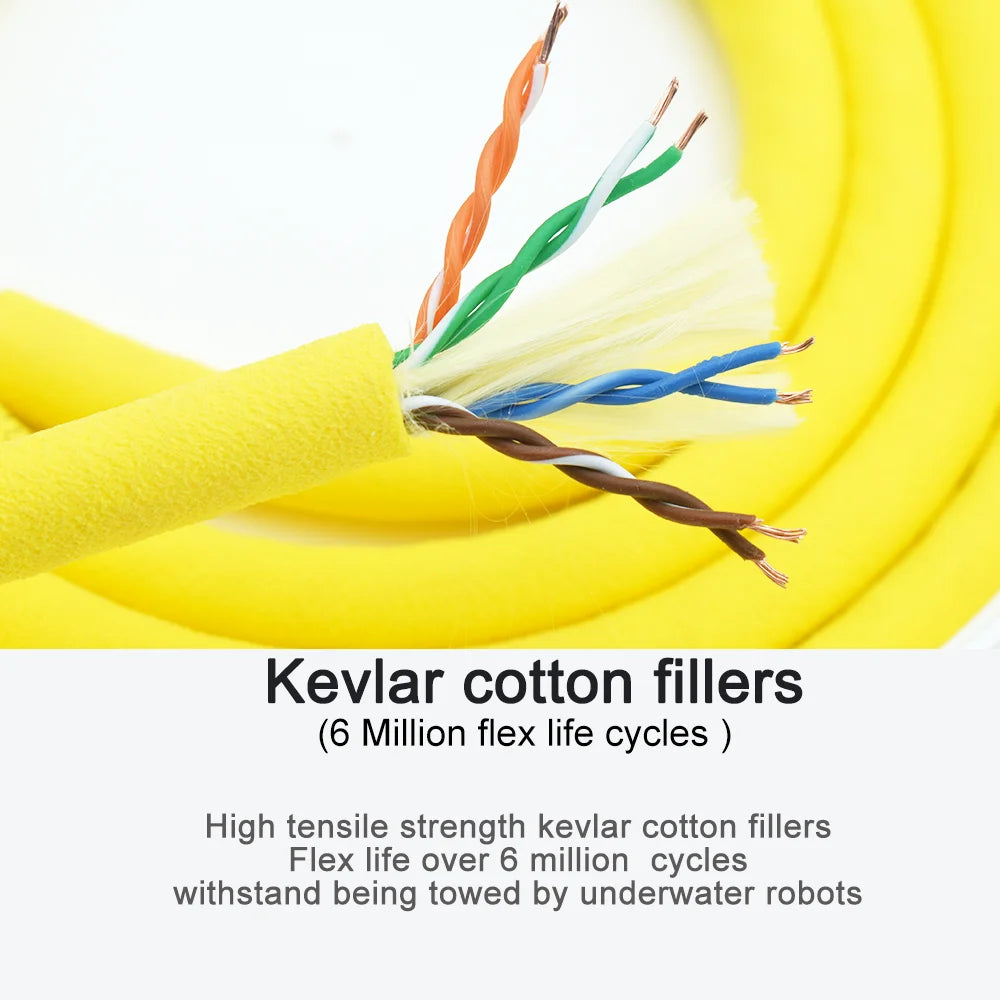 Cat 5E 8 Cores 26AWG Network Zero Buoyancy Cable Unshield Twisted Pair Seawater Waterproof Signal ROV Underwater Robot Cable