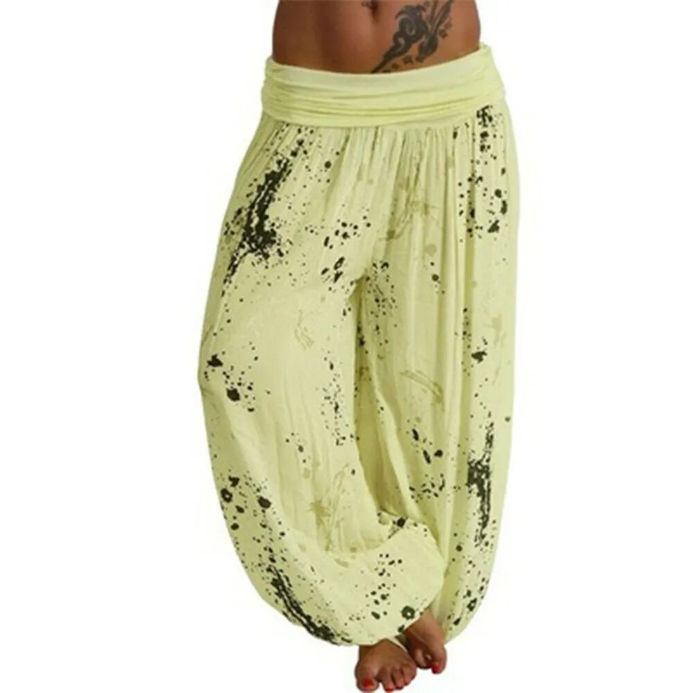 Women New Fashion Floral Print Harem Pants Yoga Pants Ladies Loose Fit Casual Wide Leg Long Trousers Sports Pants