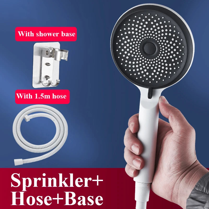 Shower Head 3 Mode Rainfall ABS Round High Pressure Turbo Spray Nozzle Adjustable Black Eco Shower Bathroom Accessories FR102