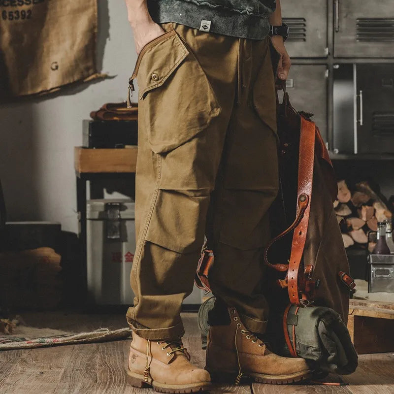 Retro American Men's Wear Resistant Tapered Loose Work Pants Casual Spring Autumn Youthful kets Long Pants Polyester Fiber