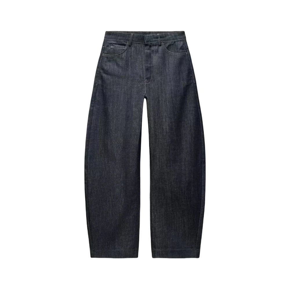 RARA Women's Denim Suit Set with Deep V Corset Blazer and Wide Leg Pants Stylish for Urban Fashion and Formal Occasions