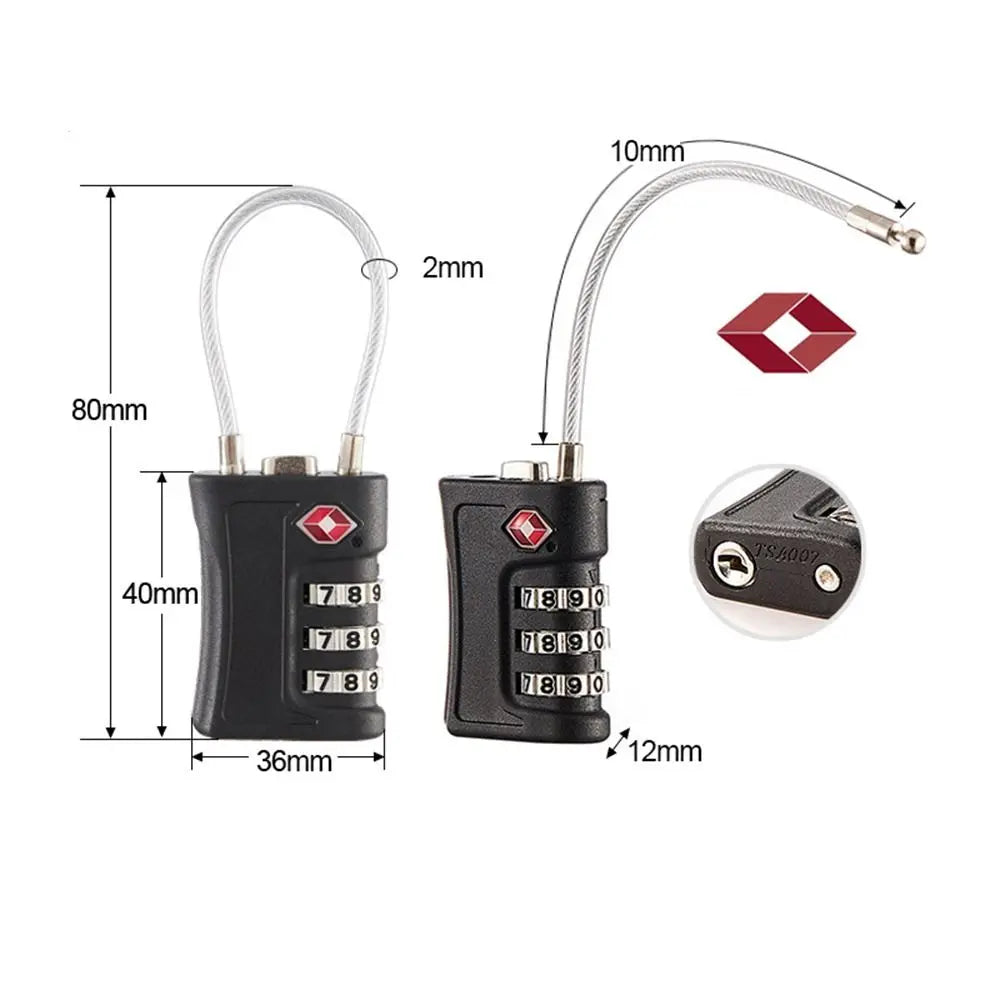 New Anti-Theft TSA Customs Code Lock Luggage Password Contrast Color Padlock 3 Digit Combination Cabinet Lock Security Tool