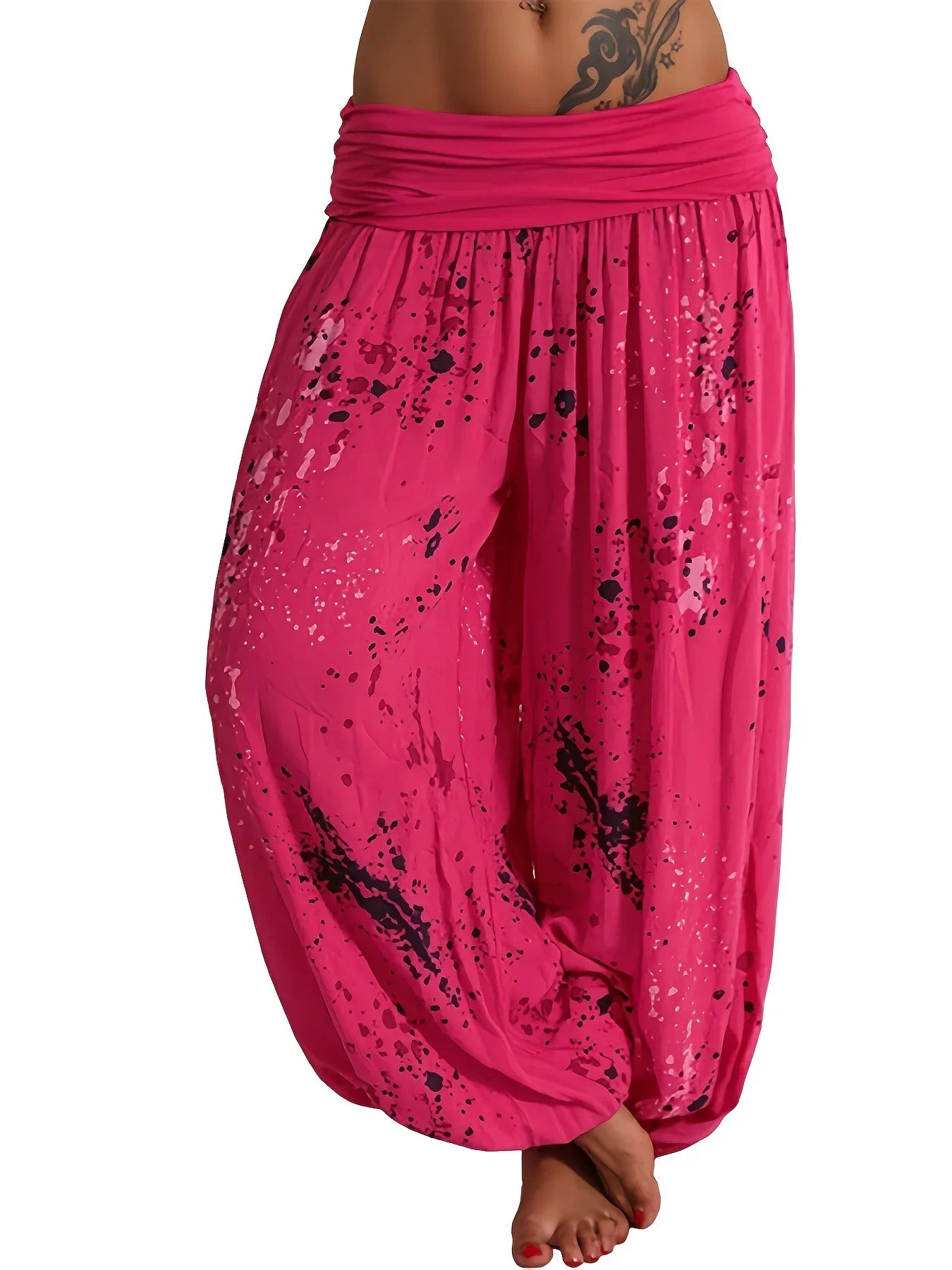 Women New Fashion Floral Print Harem Pants Yoga Pants Ladies Loose Fit Casual Wide Leg Long Trousers Sports Pants
