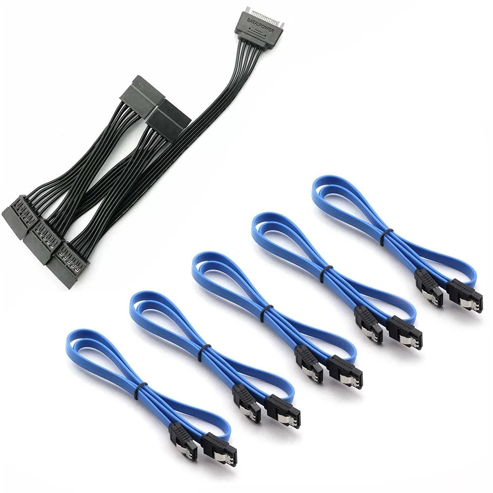 SATA 15Pin 1 to 5 SATA 15Pin Hard Drive Power Supply Splitter Cable Cord for DIY PC Sever 15-pin SATA power 60CM