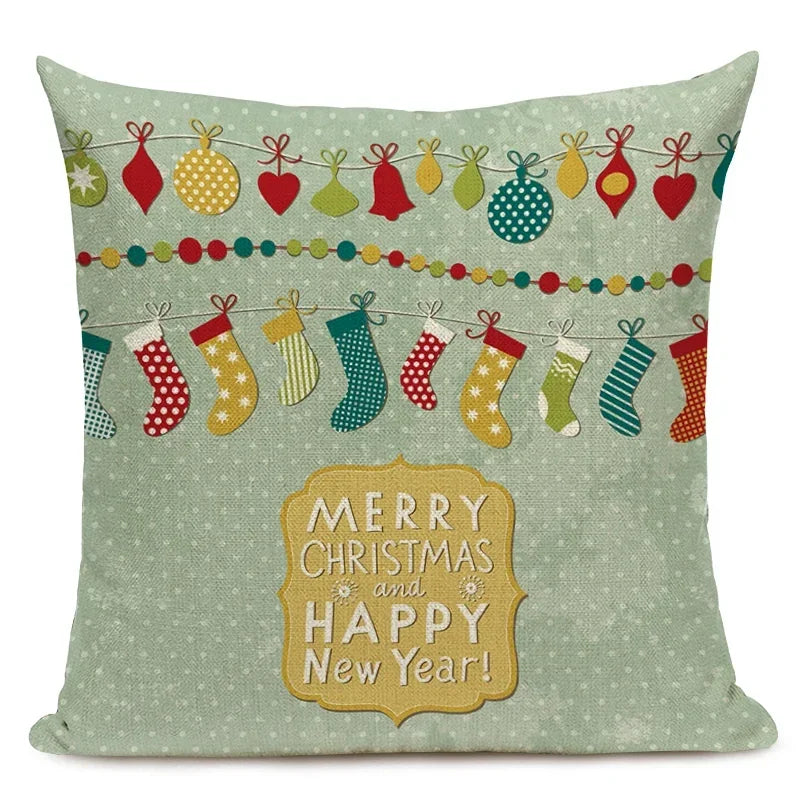 1pcs/SET Christmas Tree Pattern Linen Throw Pillow Case, Decorative Cushion Cover, Car, Home, Sofa Decor, Merry Christmas