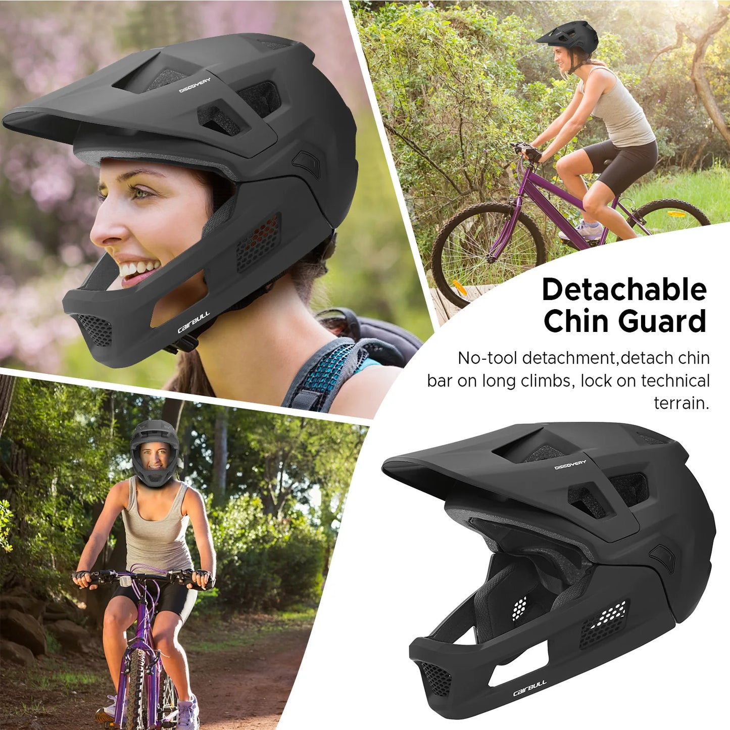 BMX Mountain Bike Helmet Detachable Motocross Helmet Full Face Mountain Bike Helmet with Padding and AG+ Silver Ion Straps