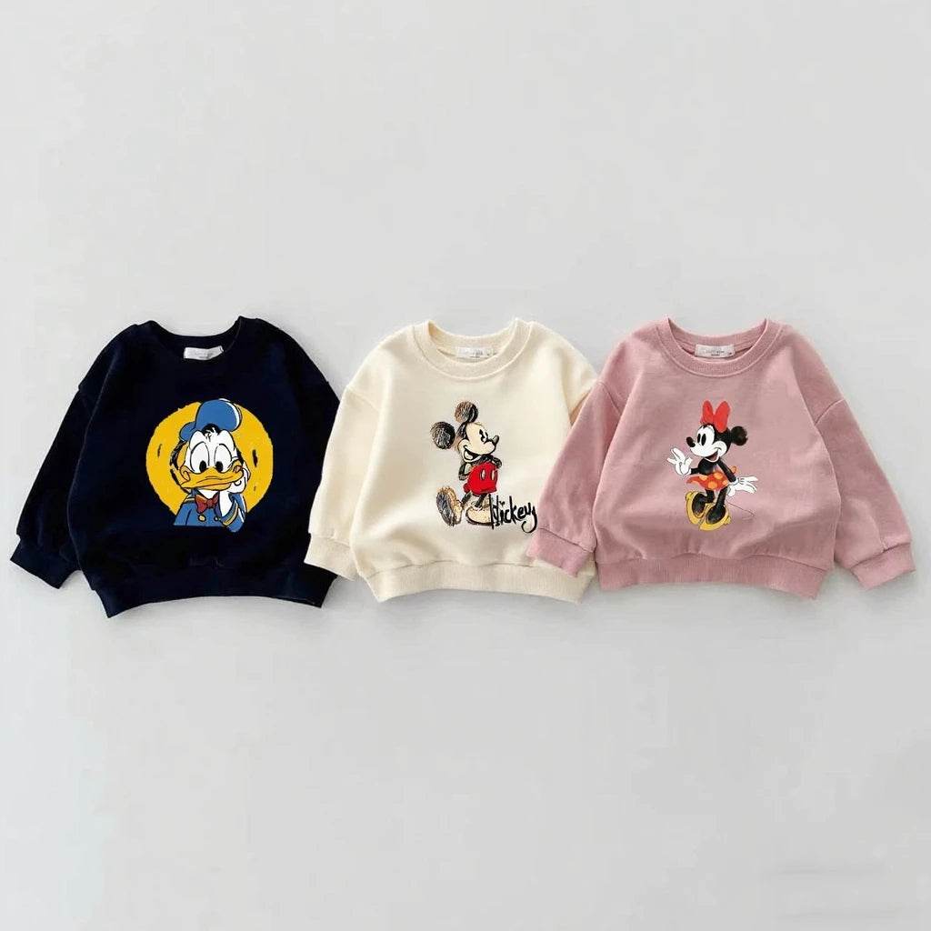 Trendy Clothes 0-6Year Child Cute Sweatshirts Donald Duck Minnie Long-sleeved Tops 2025 Ealry Autumn Clothing Kid Hoodies Casual