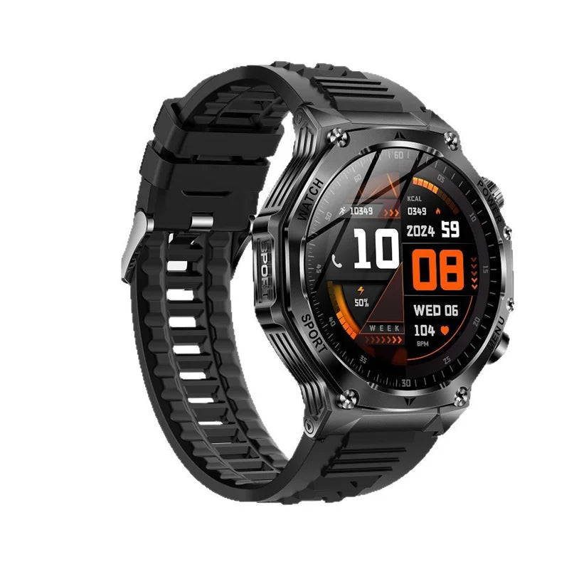 Smart Watch AK82 Men Outdoors Sports Fitness Tracker LED Flashlight BT Calling Health Monitoring 800Mah Large Battery Smartwatch