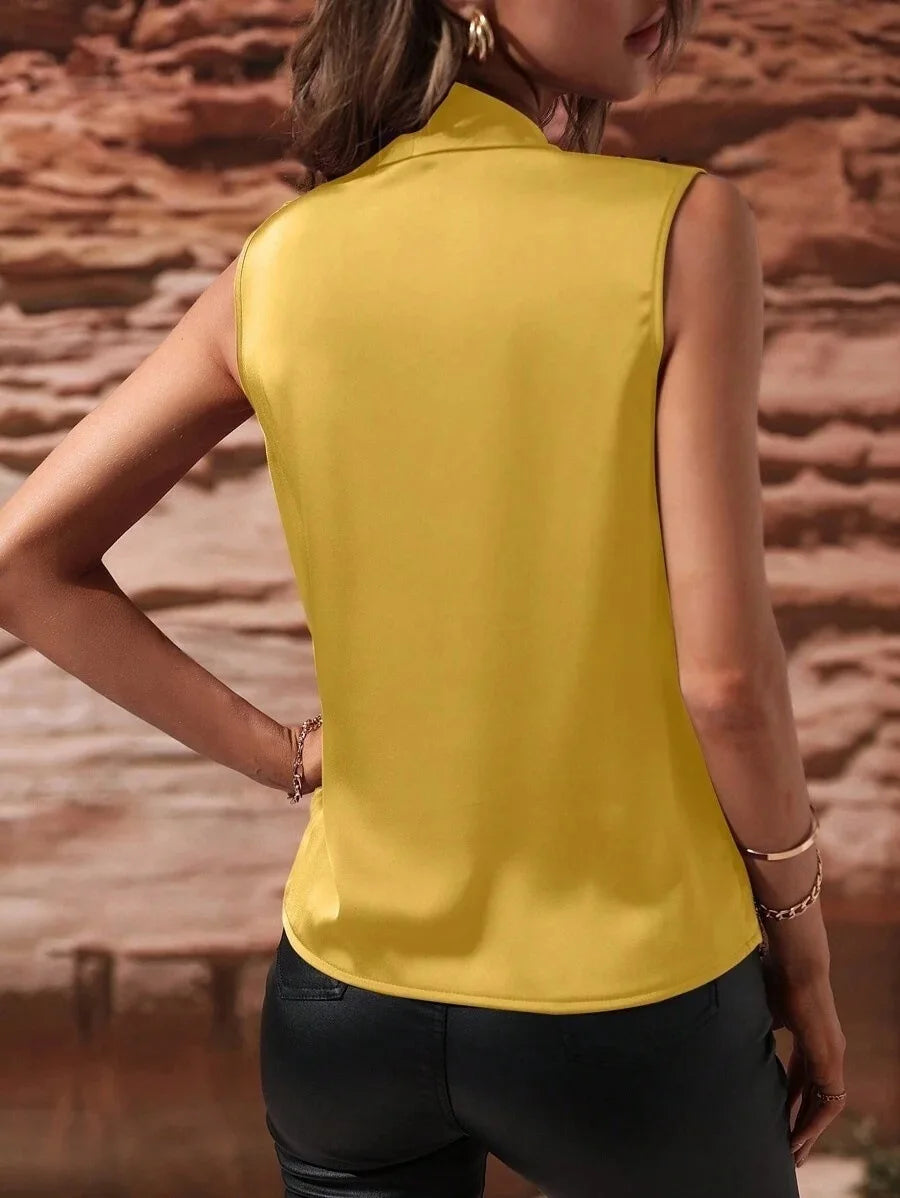 Woman Clothing Silk Top, Ladies, Satin Shirt, No Female Sleeves Chemises Et Blouses Tops For Woman Camisas De Mujer Top Mujer