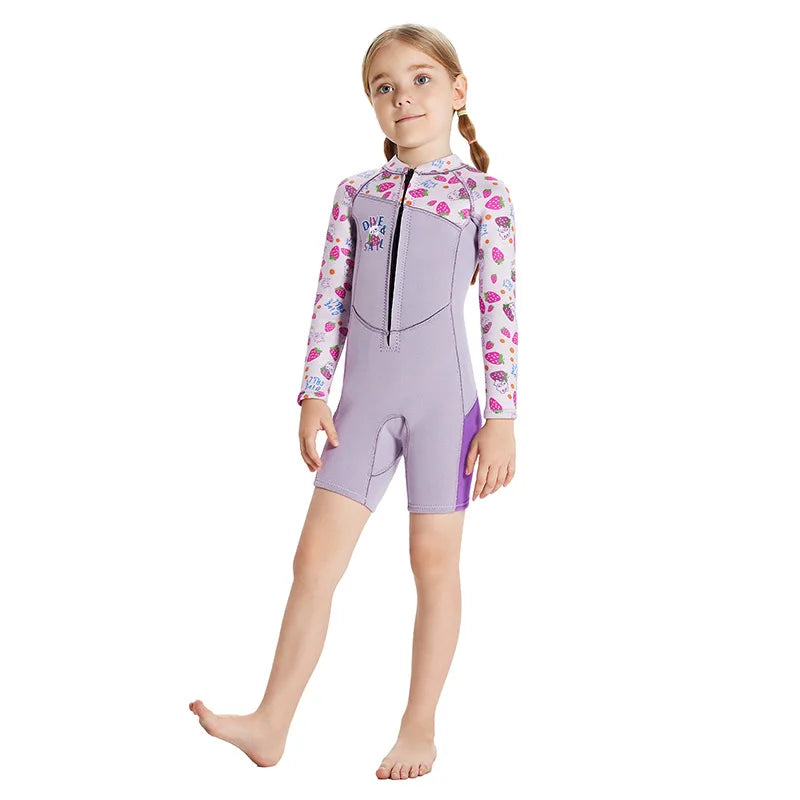 2.5mm Neoprene Surfing Shorty Wetsuit For Children Boys Jellyfish Swimsuit Girls Underwater Diving Suits Kids Scuba Swimwear