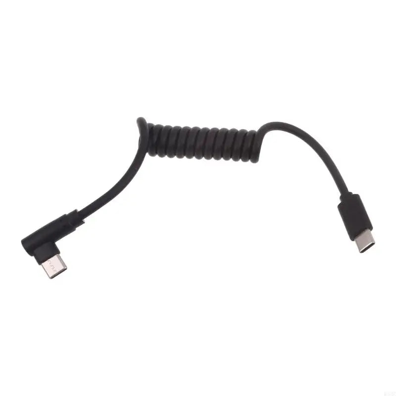 Fast Charging Type C to Type C Coiled Cable 90 Degree Right Angle Designs Cable 20-50cm Durable for Smartphones & More