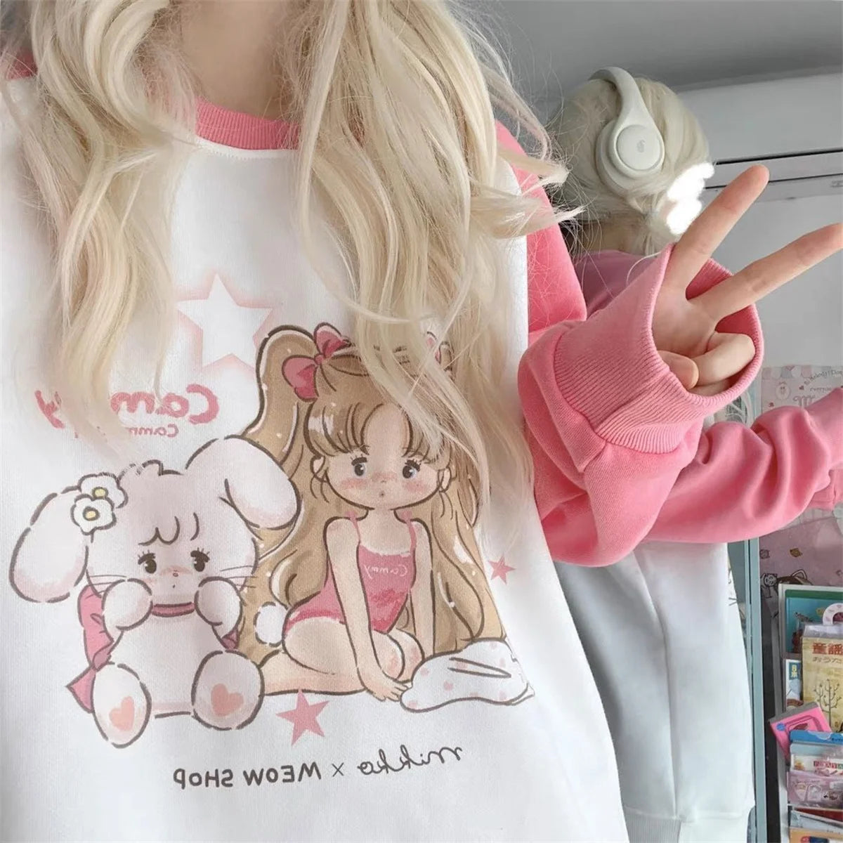 2025 Ropa Mujer Japanese Hoodies Women Clothing Long Sleeve O-neck Oversized Tops Anime Fashion Casual Sweet Y2k Sweatshirts