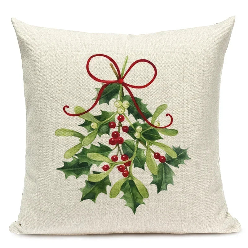 1pcs/SET Christmas Tree Pattern Linen Throw Pillow Case, Decorative Cushion Cover, Car, Home, Sofa Decor, Merry Christmas