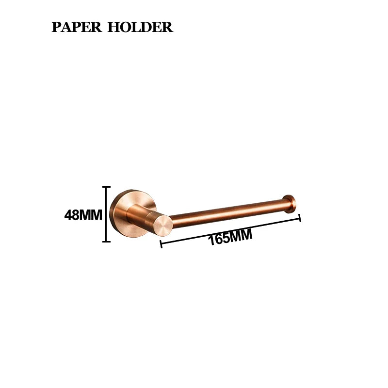 Brushed Rose Gold Stainless Steel Wall-mounted Elegant Bathroom Set Paper Towel Stick Toilet Bathroom Robe Soap Soap Dishwasher