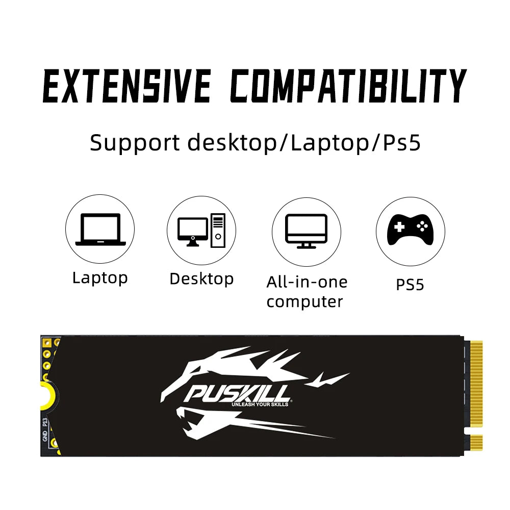 PUSKILL SSD M.2 NVMe 1TB 512GB 256GB 128GB PCIe M2 2280 Hard Disk Internal Solid State Drive Disk for Laptop Desktop