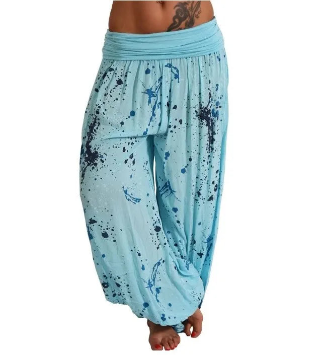 Women New Fashion Floral Print Harem Pants Yoga Pants Ladies Loose Fit Casual Wide Leg Long Trousers Sports Pants