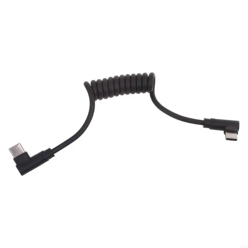 Fast Charging Type C to Type C Coiled Cable 90 Degree Right Angle Designs Cable 20-50cm Durable for Smartphones & More