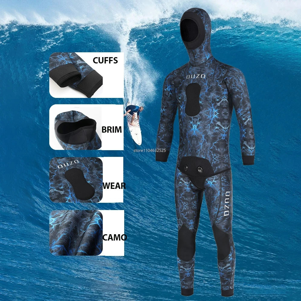 5mm Neoprene Wetsuits Suits Split Camo Spearfishing Diving Suit Fishing Surfing Snorkeling Kayaking Adult Full Body Thermal