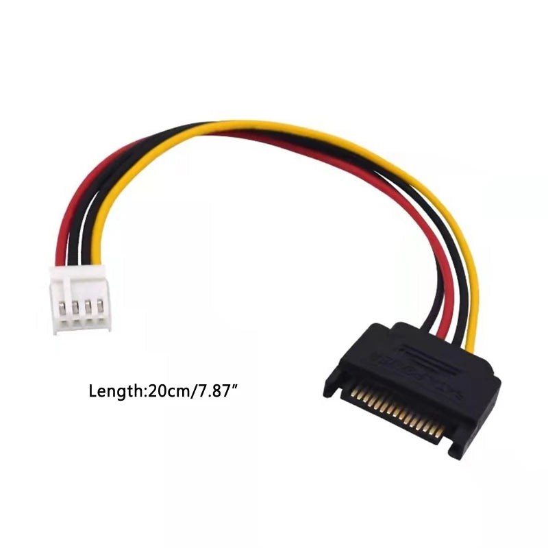 2Pcs 15pin Sata Male to 4pin Floppy FDD Female Power Converter Adapter Cable Sata Power 15p to 4p Connector 20cm/7.87in