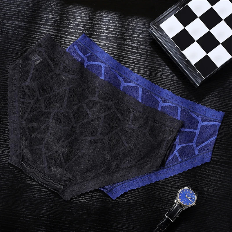 Ropa interior hombre 3D letter sissy gay calzoncillos hombres U convex sexy tоy mens sexy underwear ice silk lace thin calcinha