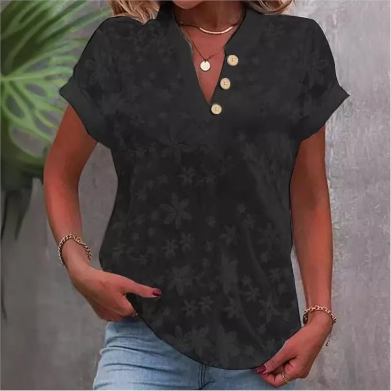 Blusa Mujer Tendencia 2025 Women Casual Short Sleeved Tight Fitting Top, Light Colored Top, V-neck, White 2025 Blusas Para Mujer