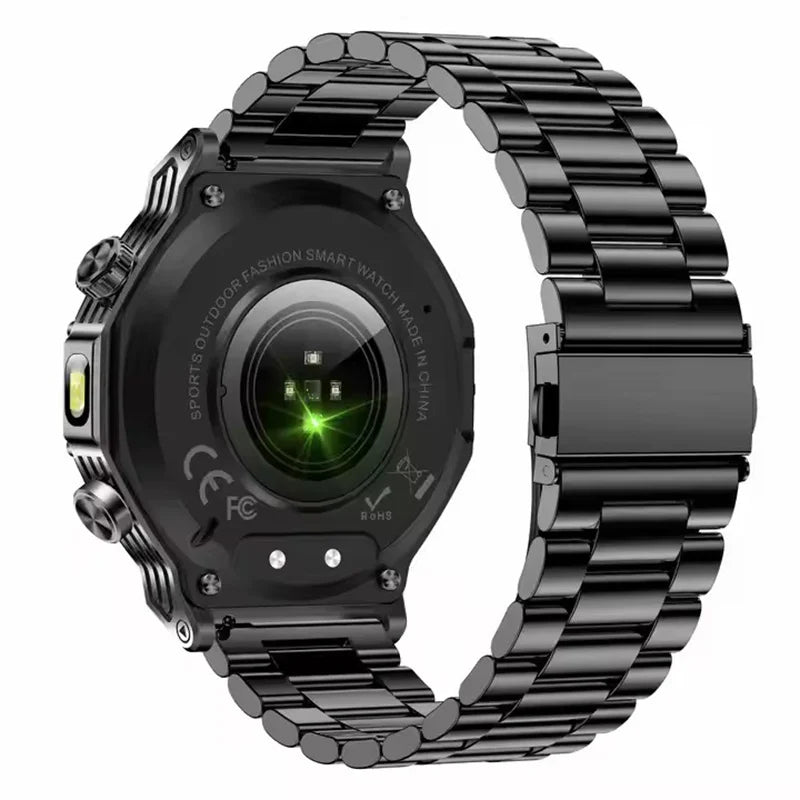 Smart Watch AK82 Men Outdoors Sports Fitness Tracker LED Flashlight BT Calling Health Monitoring 800Mah Large Battery Smartwatch