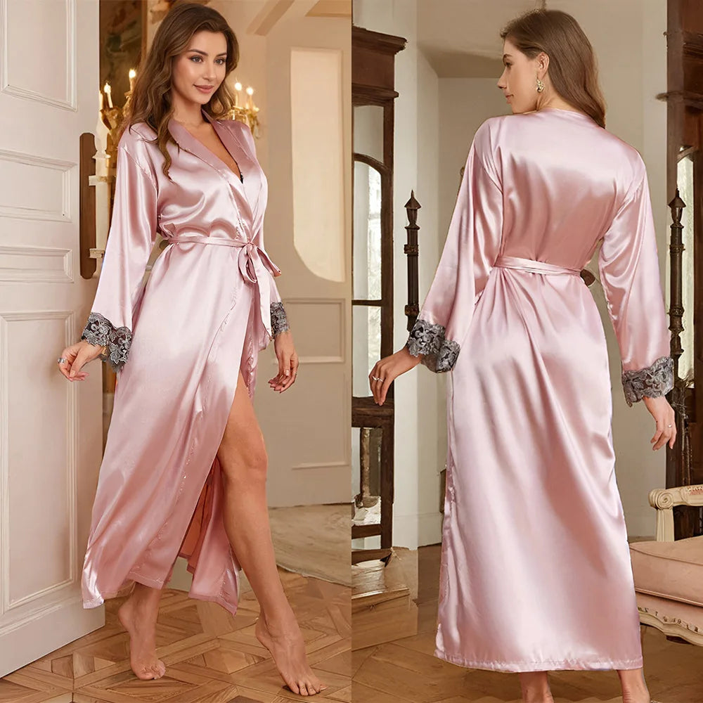 Rayon Robes Women Nightwear Home Clothes Intimate Lingerie Casual Kimono Bath Gown Lady Sexy Night Dress