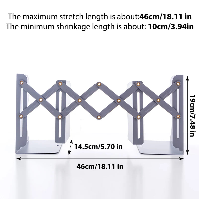 4 Color Telescopic Book Stand,Folding Bookshelf,Metal Book Stand Scalable Metal Bookends Desk Book Organizing, Student Supplies