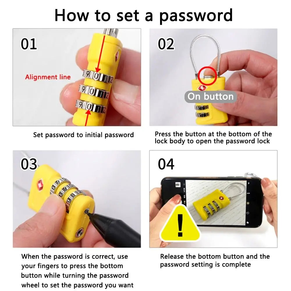 New Anti-Theft TSA Customs Code Lock Luggage Password Contrast Color Padlock 3 Digit Combination Cabinet Lock Security Tool