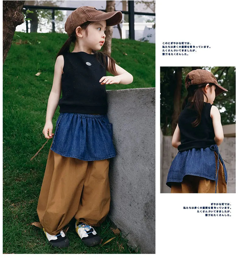 RomperDew Children's Suits Girls Sleeveless T-shirt Summer Children's Trousers Girls Vests Organic Cotton Baby Clothes T-Shirts