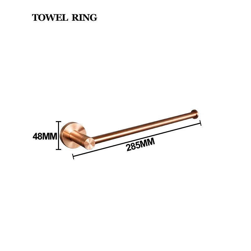 Brushed Rose Gold Stainless Steel Wall-mounted Elegant Bathroom Set Paper Towel Stick Toilet Bathroom Robe Soap Soap Dishwasher
