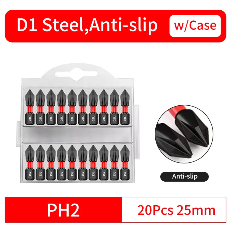 Anti-Slip and Shock-Proof Bits Screwdriver Bits,High Hardness Strong Magnetic 25/50/65/70/90/150mm PH2 Screwdriver Set