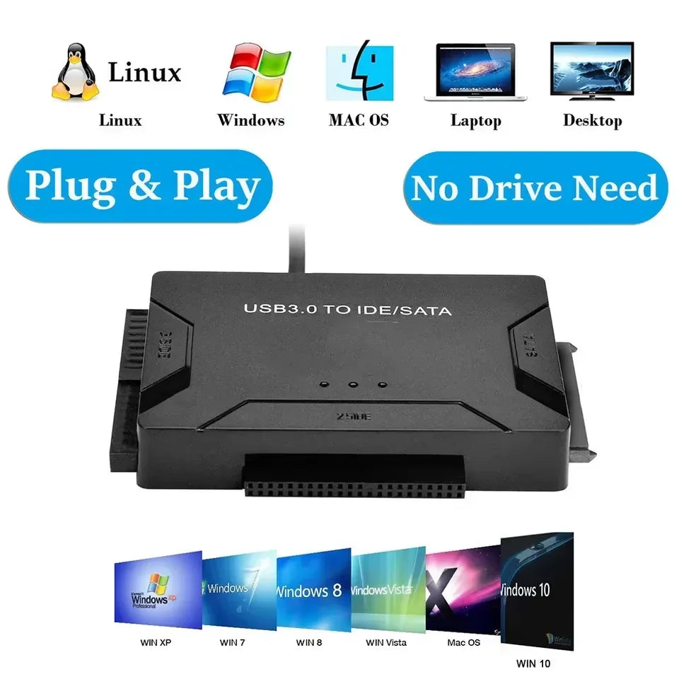 USB 3.2 3.0 to SATA IDE3.0 Converter 2.5/3.5 Inch SSD HDD Hard Drive External Adapter USB 3.0 to Sata III Cable for Laptop PC