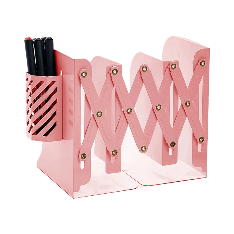 4 Color Telescopic Book Stand,Folding Bookshelf,Metal Book Stand Scalable Metal Bookends Desk Book Organizing, Student Supplies