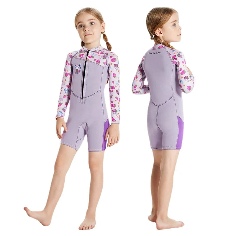 2.5mm Neoprene Surfing Shorty Wetsuit For Children Boys Jellyfish Swimsuit Girls Underwater Diving Suits Kids Scuba Swimwear