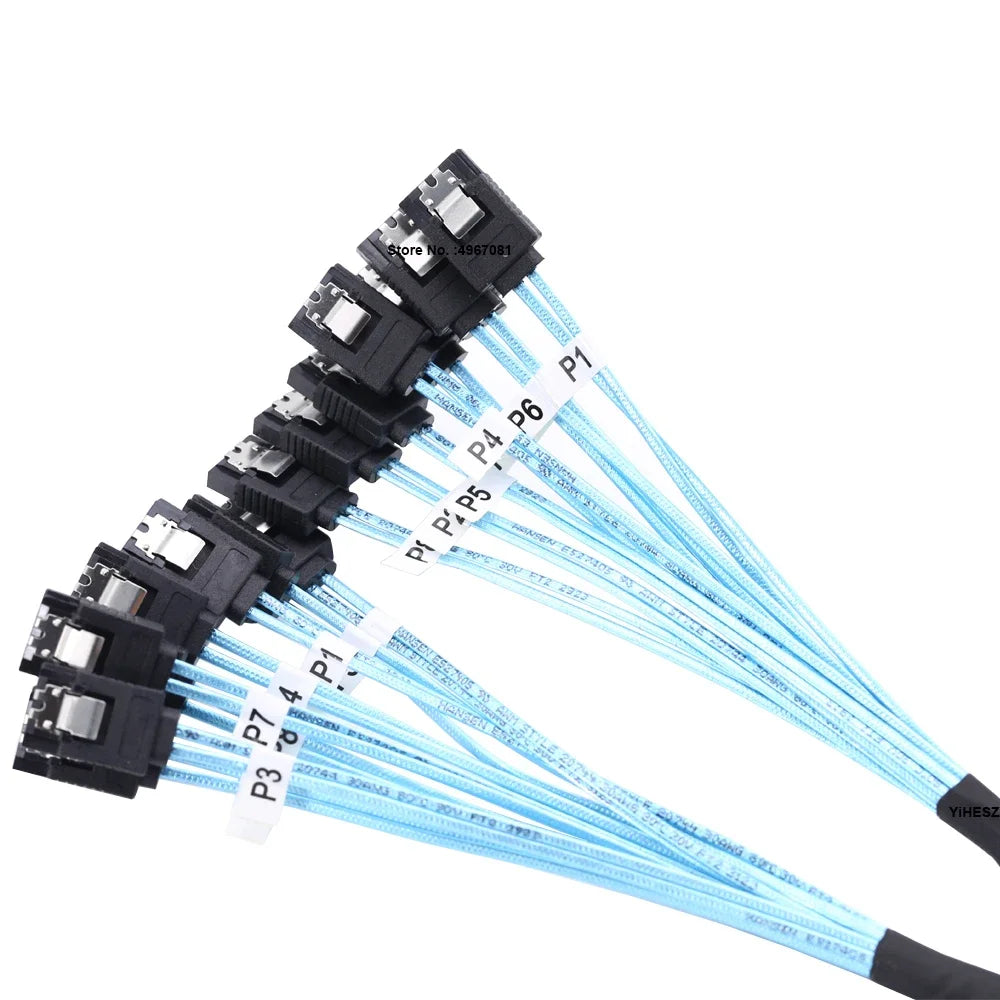 4/6/8 Pcs SATA Cable Set 4/6/8 Set SATA 3.0 Cable PC SATA Cabl SAS 7Pin 6Gbps Data Cable for Hard Disk SSD Drive NAS Server Host