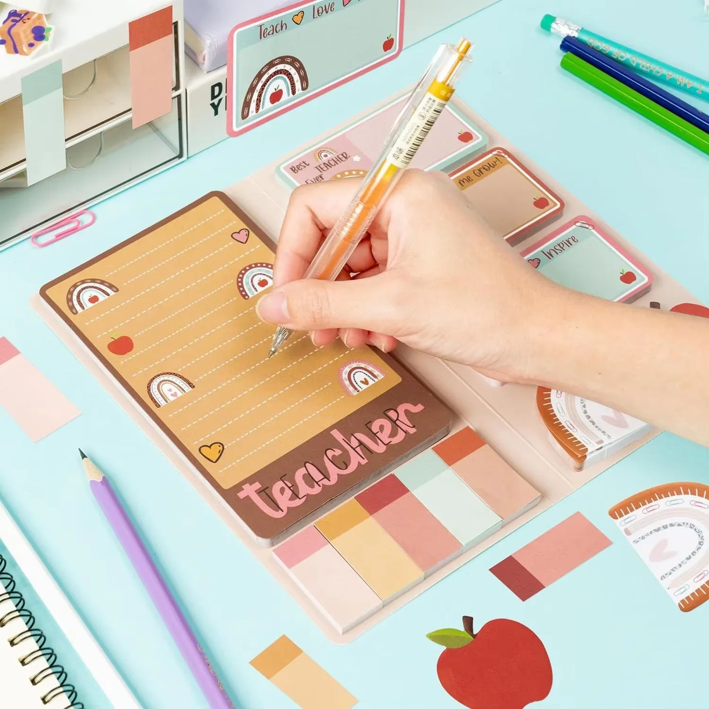 Teachers' Day Theme Sticky Note Combination This multi-piece set of cute school themed handbill stickers cartoon Sticky notes