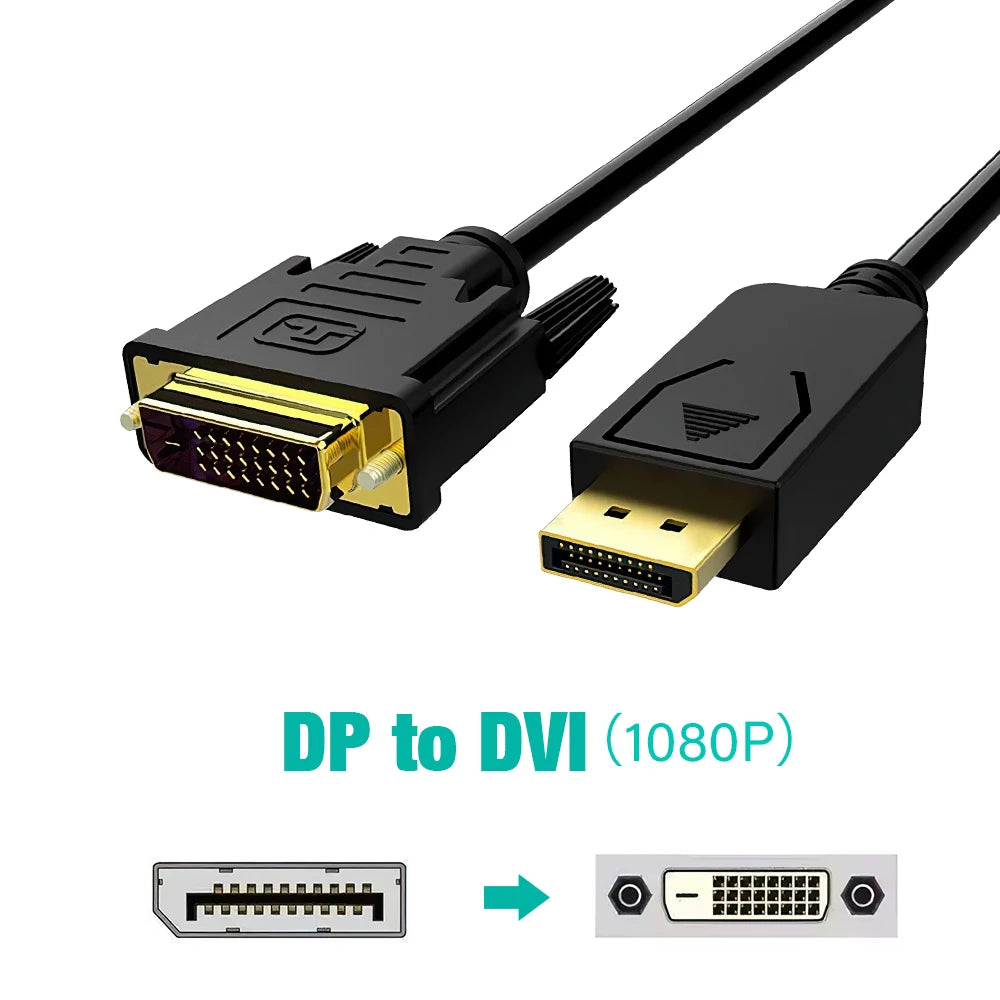 DisplayPort To HDMI Cable DP Male To Male VGA DVI HDMI Video Audio Cable 4K 1080P For Computer Laptop TV Projector Monitor 1.8m