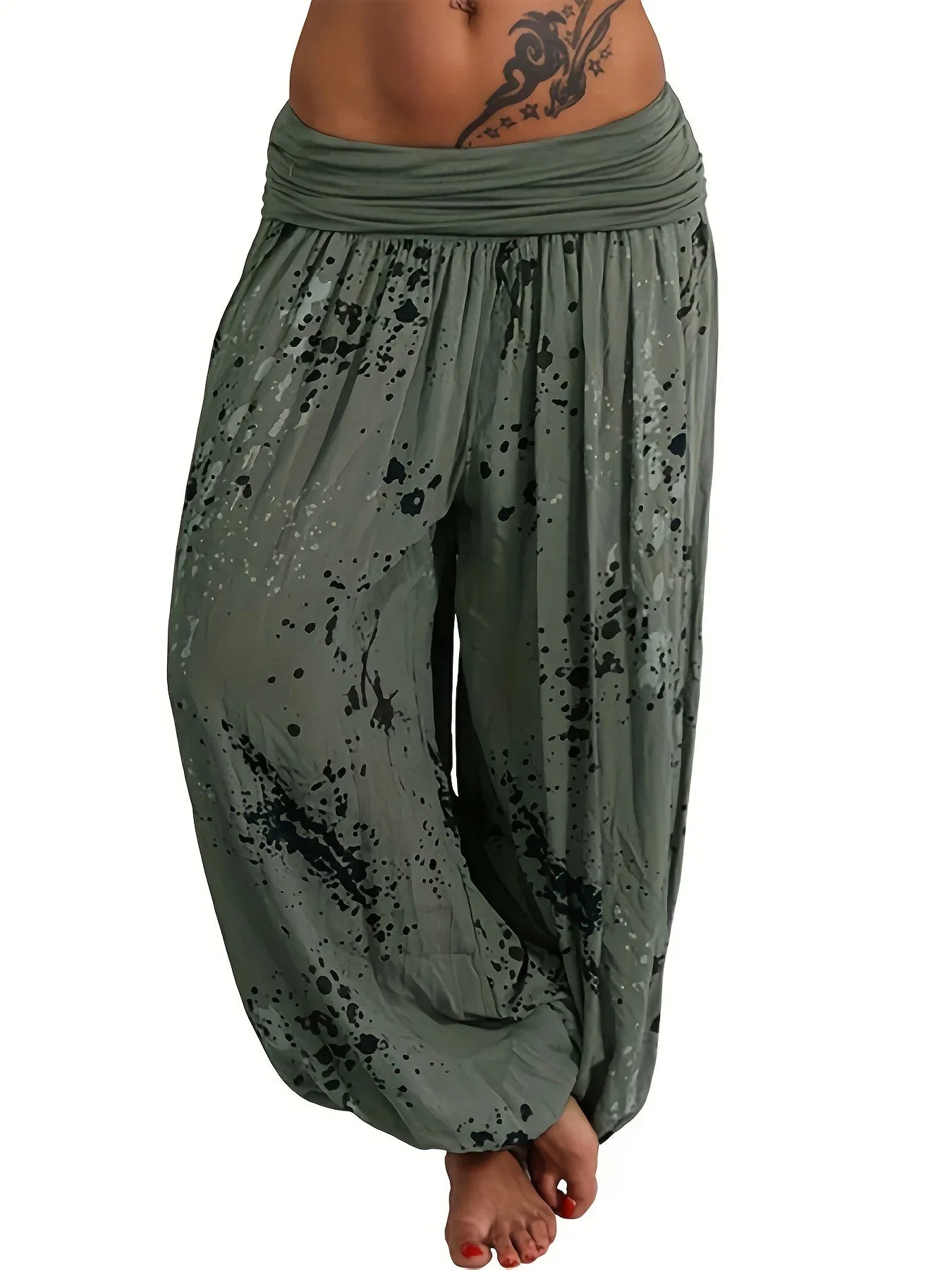 Women New Fashion Floral Print Harem Pants Yoga Pants Ladies Loose Fit Casual Wide Leg Long Trousers Sports Pants