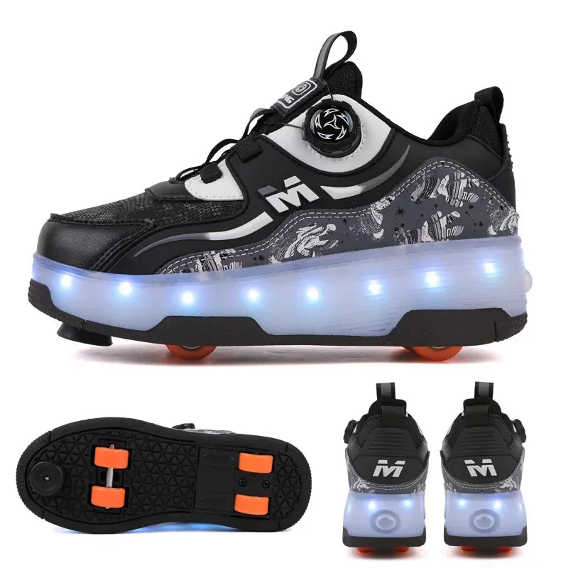 USB Charging LED Luminous Roller Shoes Night Smooth Outdoor Parkour Skates Sports Gift for Christmas