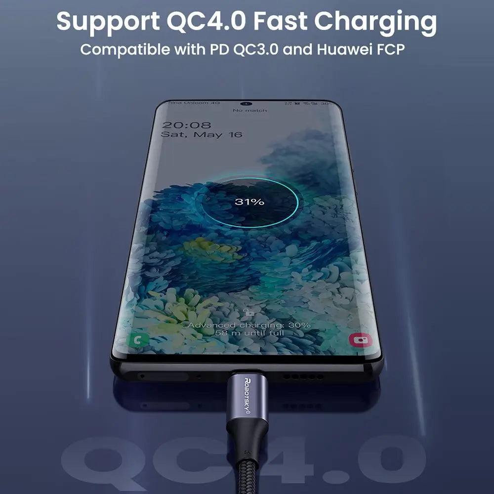 Mobile Phone USB C to USB Type C Cable PD 100W Fast Charging Line Quick Charge 4.0 Right Angle Wire 90 Degree Data 0.5m/1m/2m