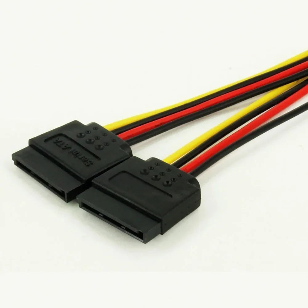 SATA 15pin Male to 2 x SATA 15pin Female Hard Disk Power Cable Serial ATA Y Splitter Dual Extension Cord Adapter Connector