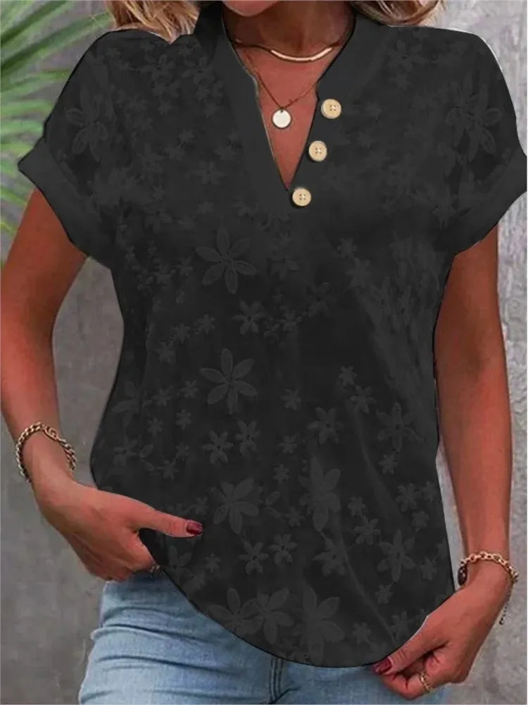 Blusa Mujer Tendencia 2025 Women Casual Short Sleeved Tight Fitting Top, Light Colored Top, V-neck, White 2025 Blusas Para Mujer