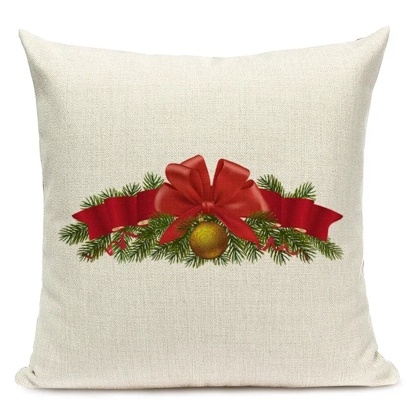 1pcs/SET Christmas Tree Pattern Linen Throw Pillow Case, Decorative Cushion Cover, Car, Home, Sofa Decor, Merry Christmas